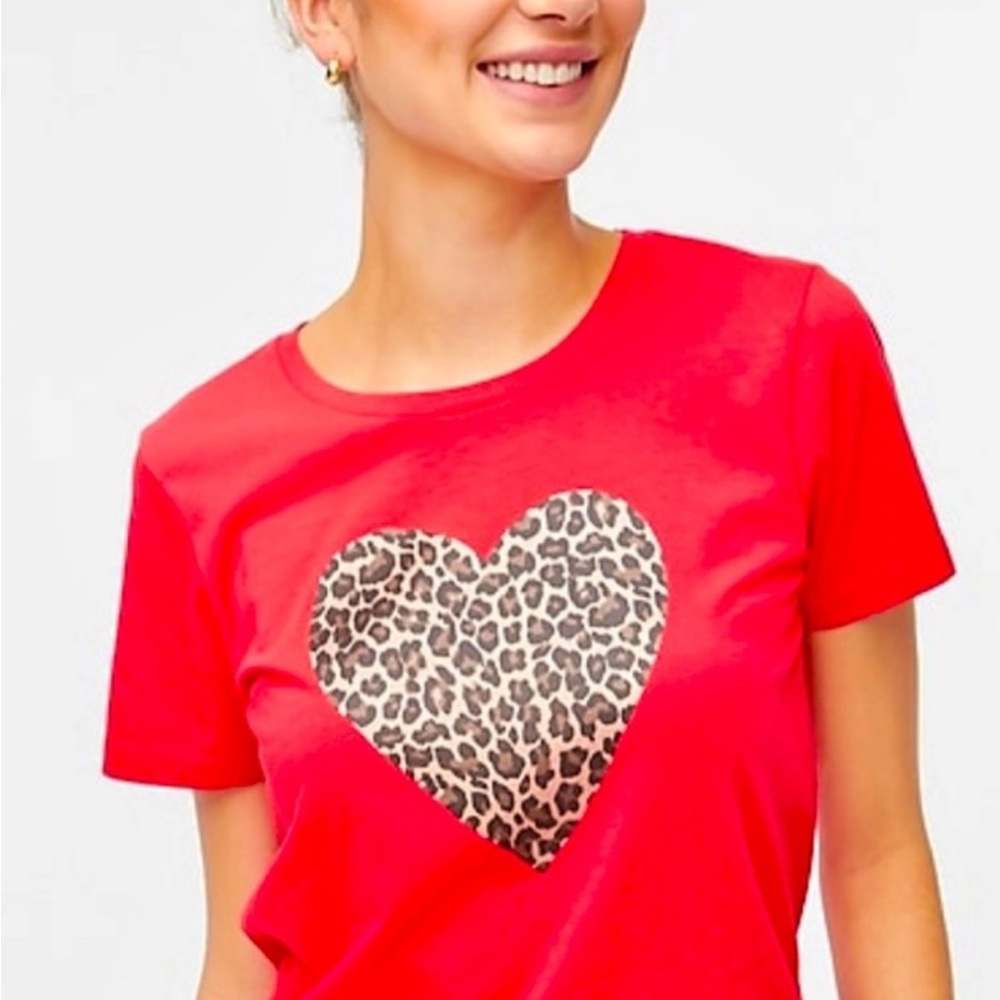 J Crew Collector Tee Leopard Heart Size Medium